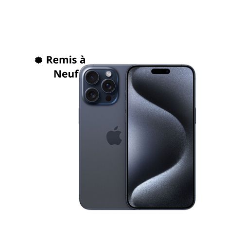 iPhone 15 Pro Max – 6.7" – 8 Go RAM – 256 Go – Titane Blue – Écran OLED – Remis à Neuf