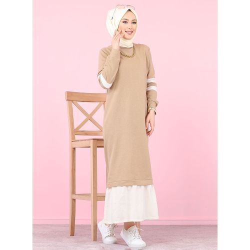 product_image_name-Modanisa-Beige - Col rond - Cotton - Robe - Tofisa._-1