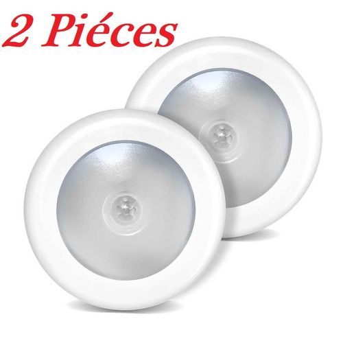 Generic 2 Pieces Lampe Led murale de nuit alimentée par batterie, détecteur  mouvement à prix pas cher