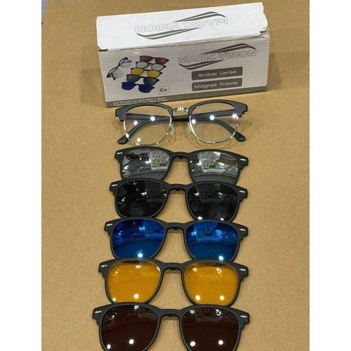 Generic Lunettes Unisexe 6 En 1 Cat Eye 5 Appliques Solaires colorees a prix pas cher Jumia Maroc