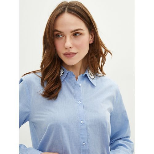 Tunique Femme Col Chemise Droite Manches Longues Coton PrixPad