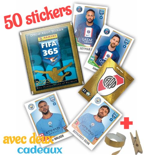 Panini Pincette avec 50 Cartes autocollant FIFA 365 officiel 2023 à prix  pas cher