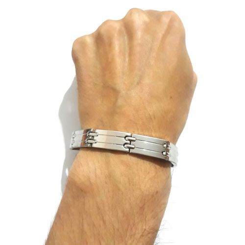 Bracelet Acier Homme 2 Tons Mat Brillant 8mm 21cm | LBIJOUX