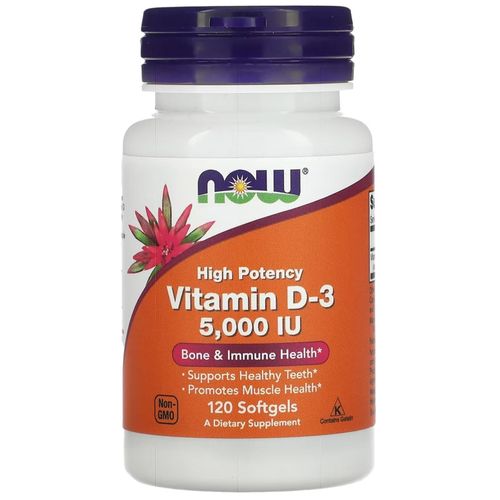 Now Foods Vitamine D3 5000 IU 125mcg 120 softgels USA