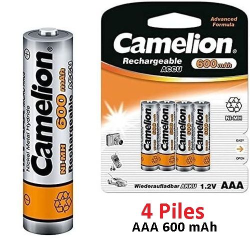 Camelion 4 Batteries Rechargeables Ni-Mh Accu AAA 600 mAh 1.2v