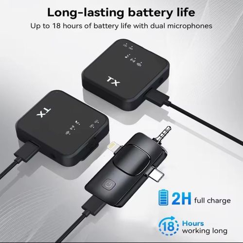 product_image_name-Generic-Double Microphone sans fil 3 en1, iphone , type C, jack - Micro Cravate Sans Fil - F11-2.-6