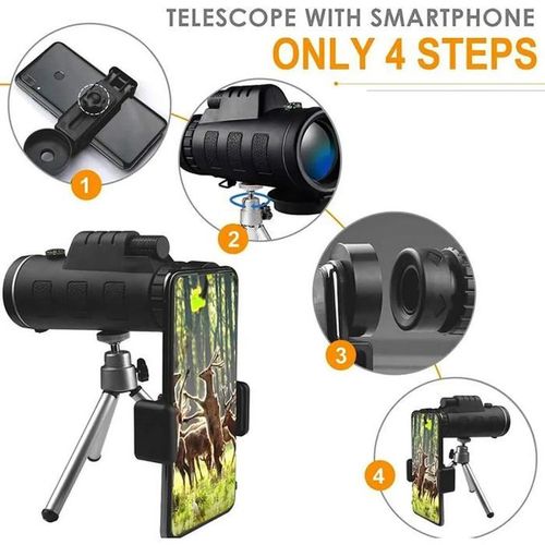 Viseur 8x télescope Zoom lentille de téléphone Portable Mini objectif  oculaire grand Angle Portable avec support universel se connecter au  téléphone, ✓ Meilleur prix au Maroc et ailleurs