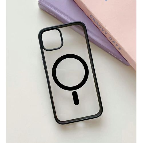 Case iPhone 13 : Coque magnétique transparente MagSafe Noir à prix pas cher