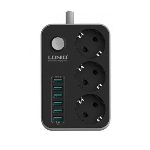 Multiprise LDNIO 3 prises / 6x USB / Noir