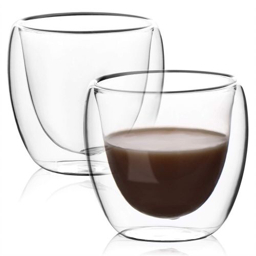 Generic Set de 2 Tasses à café en verre transparent à double paroi