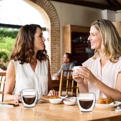 Generic Set de 2 Tasses à café en verre transparent à double paroi