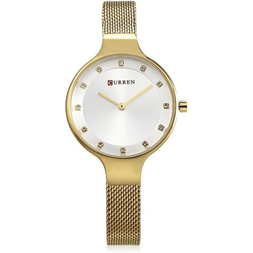 product_image_name-Curren-ساعة رياضية كوارتز مقاومة للماء من الستانلس ستيل للسيدات باللون الأبيض والذهبي 9008-1