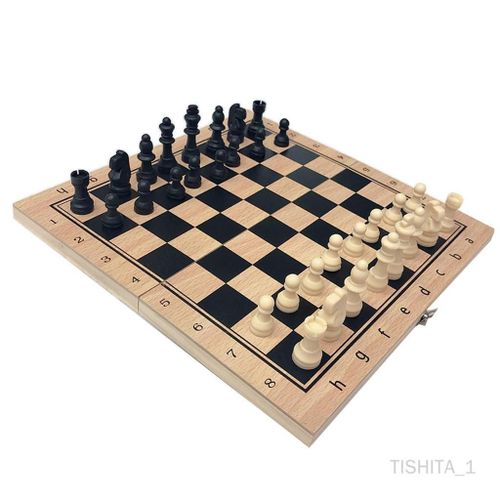 Jeu d'Echecs pour Enfants en Bois et Echiquier avec Rangement