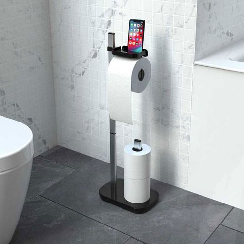 Generic Porte papier toilette avec support téléphone - Noir à prix pas cher