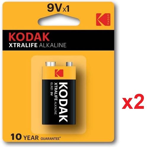 Kodak Pile Xtralife Alcaline 9 volts lot de Pièces // 2 Batteries