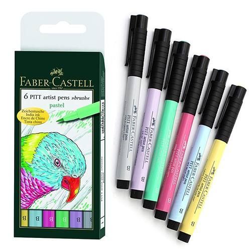 Faber Castel Feutre Pitt Artist Pen, boîte de 6, couleurs pastel à prix pas  cher