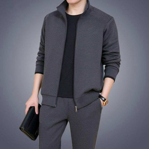 Fashion Men s plus size casual two piece suit Black prix pas