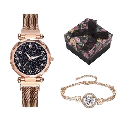 Generic Montre Femme De Luxe Avec Joli Bracelet Bronze Avec Boite Offerte a prix pas cher Jumia Maroc