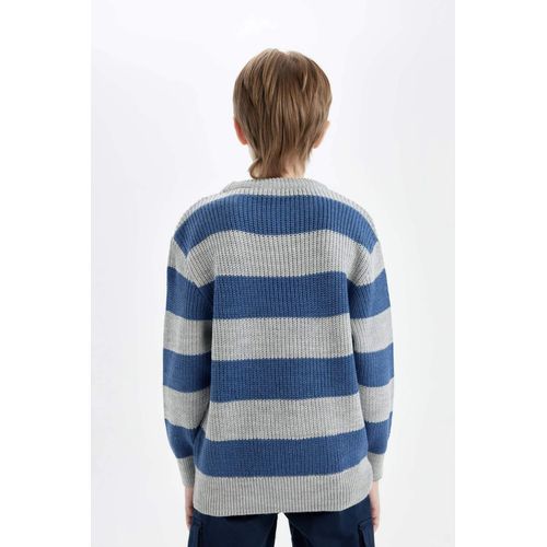 product_image_name-Defacto-بلوفر تريكو قصة عادية بياقة مستديرة-2