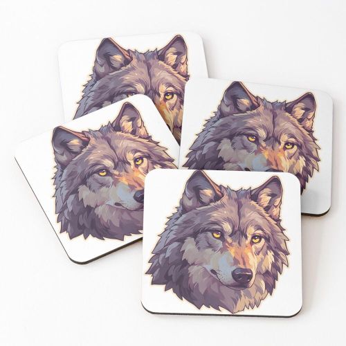 product_image_name-Generic-4 Dessous de Verre Art numérique du loup gris sous tasse unique -1