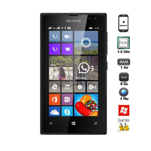 Microsoft لوميا 435 – 8 Go -ويندوز فون  8.1 – أسود –مزدوج السيم