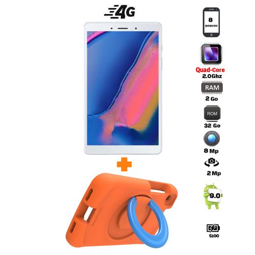 Samsung Galaxy Tab A 8&quot; (32Go, 2Go) - Argent + Etui Enfant - Orange