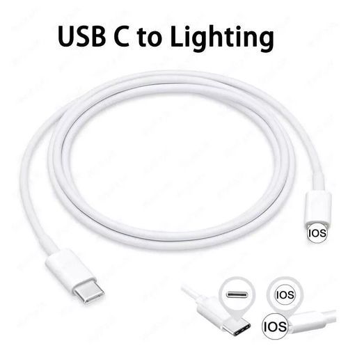 Câble USB-C vers Lightning Original Apple (1m) Charge Rapide iPhone - Blanc  - Français