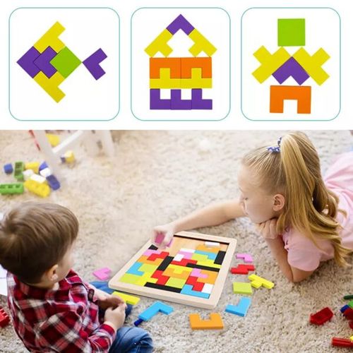 Generic Puzzle en bois coloré, jeu de Puzzle, jouets éducatifs