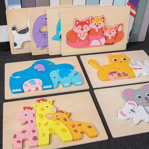 Puzzles pour tout-petits Puzzle en bois Animaux Puzzles Pour 1 2 3 ans  Fille Garçon Bébé Cognition Puzzle Jouet Éducatif Préscolaire Jouets Cadeau