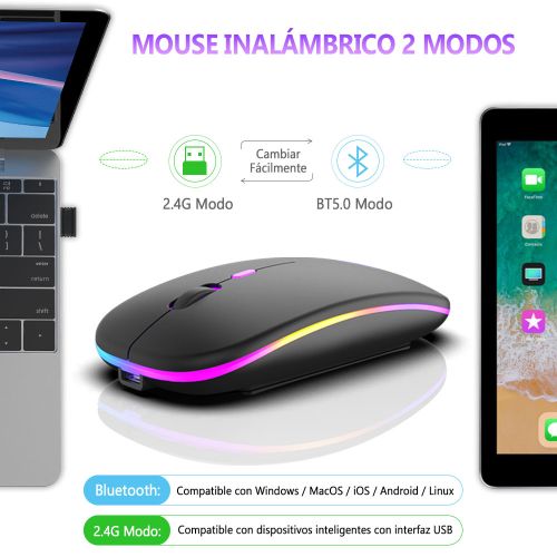 X15 Souris sans fil RGB rechargeable Blue-tooth Mice Ordinateur