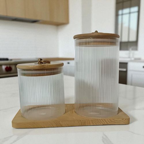 product_image_name-Generic-Duo de Bocaux en Verre Givré Transparent avec Support en Bambou-5