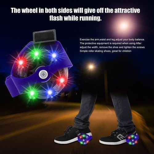 Generic Flashing Small Adjustable Roller Skating Shoes Blue prix