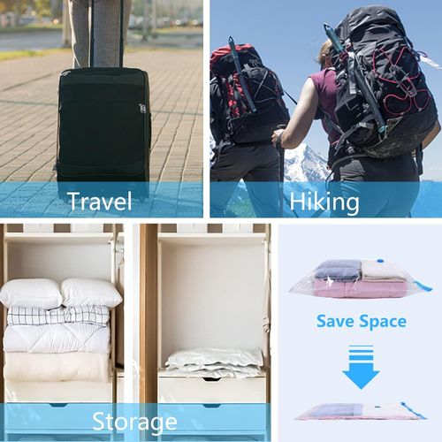 1 sac de compression sous vide, sacs de rangement de voyage pour vêtements  – Sacs de compression pour voyage – Pas de sacs sous vide ou de pompe –  Économisez de l'espace