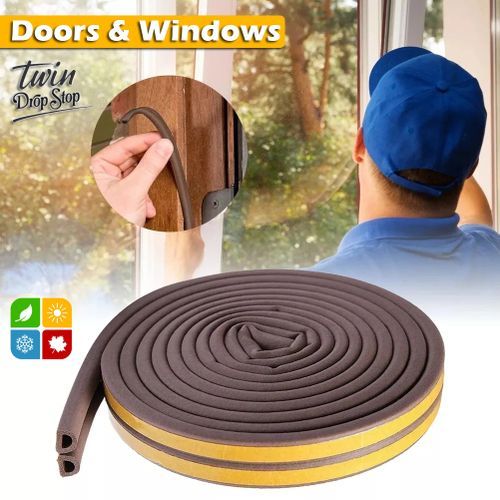 product_image_name-Drop Stop-5 Rouleaux de 5 mètre Bande D'étanchéité De Porte Et De Fenêtre Bande Adhésive De Bas De Porte Antivol Fenêtre Insonorisée Collage Anti-collision Et Coupe-vent Convient Pour L'écart De 9x6mm-2