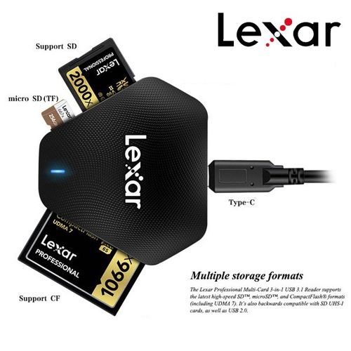 Lexar 3x1 USB Type C 3.1 Multi Card Reader, CompactFlash Lecteur Cartes SD  microSD à prix pas cher