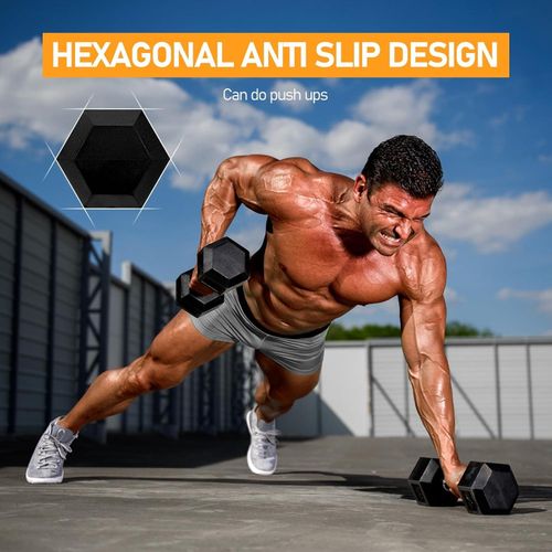 product_image_name-topgym-Lot de 2 haltères hexagonaux de 10kg pour la musculation, l'entraînement à la maison, l'aérobic-2