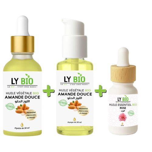 product_image_name-LY BIO-PACK HUILE AMANDE DOUCE 50ML - PIPETTE + HUILE AMANDE DOUCE 50ml - POMPE + HUILE ESSENTIEL ROSE 10ML-1