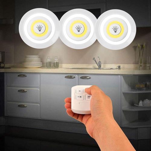 Generic Kit de 3 Spots Ampoules Lampes Light LED sans fil avec télécommande  de contrôle Éclairage ajustable à prix pas cher