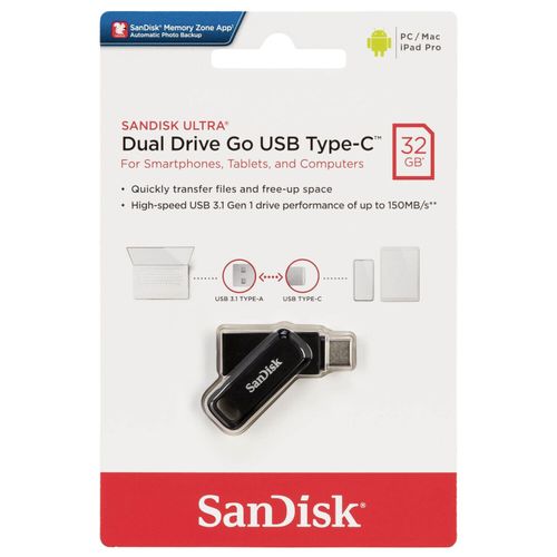 Sandisk Ultra Clé Usb Type-C 32Gb Usb 3.1 Dual Drive 150Mb/s OTG