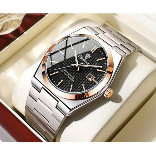 product_image_name-BINBOND-ساعة فاخرة تصميم جديد 2026، مقاومة للماء حتى 30 متر، ساعة كوارتز أنيقة للأعمال، إضاءة ليلية، سوار مقاوم للماء من الفولاذ المقاوم للصدأ، سبيكة ذهبية وردية، تاريخ وتقويم، تشمل علبة-1