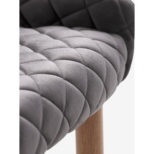 product_image_name-Generic-كرسي طعام اسكندنافي فاخر - مخمل رمادي أنتراسيت مبطن - أرجل بتأثير خشب البلوط الطبيعي-3