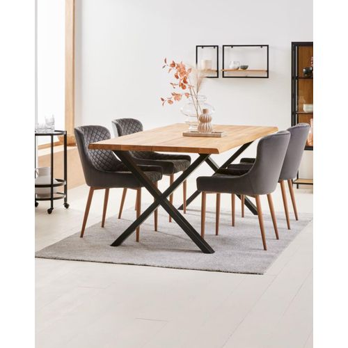 product_image_name-Generic-كرسي طعام اسكندنافي فاخر - مخمل رمادي أنتراسيت مبطن - أرجل بتأثير خشب البلوط الطبيعي-7