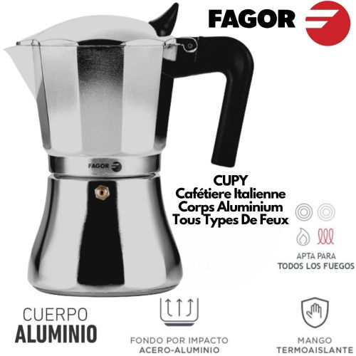 Cafetière à l'Italienne 300 ml en aluminium pour 6 tasses, Café et Thé