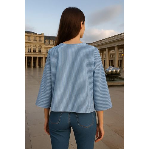 product_image_name-Marwa-Blouse Brodée À Rayures Rayures Bleues - BL2265E25-2