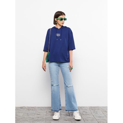 Lc Waikiki T shirt capuche imprim manches courtes pour femmes