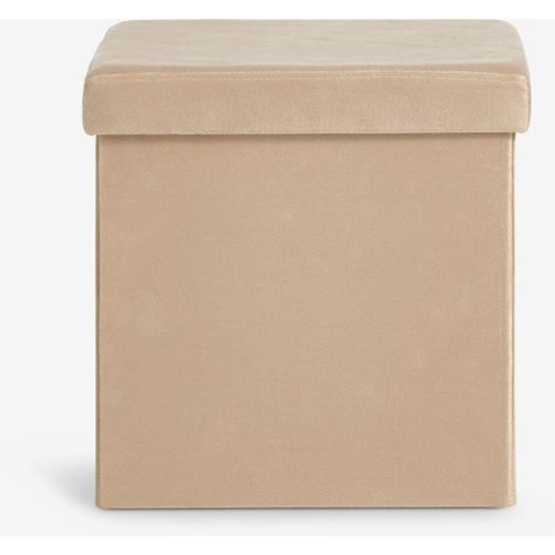 product_image_name-Generic-Pouf Coffre Rangement Pliable Velours Sable Foncé 38x38cm Multifonctionnel Confortable Design Élégant-3