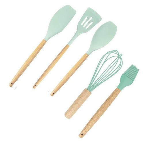 product_image_name-Generic-set d'ustensiles de cuisine en silicone et bois, 5 Pieces, Antiadhésif-2