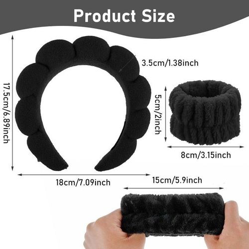 product_image_name-Generic-Bandeau Spa pour le Lavage du Visage Set de Poignets éponge doux en Tissu éponge pour le Maquillage et Les Soins de la Peau Bandeau Antidérapant pour les Femmes.-2