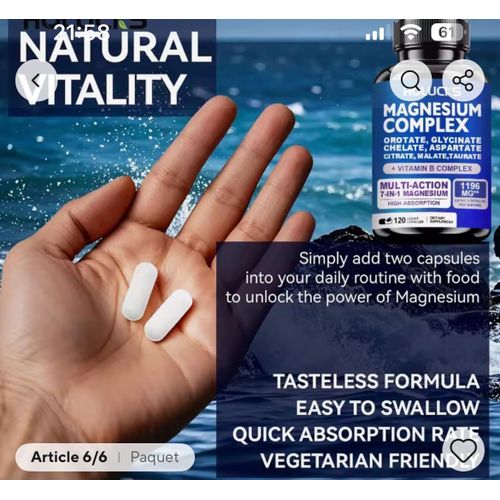 product_image_name-Generic-Compléments de complexe de magnésium - Mémoire, os et favorise la santé du cerveau, soutien du sommeil, relaxation musculaire, soulagement du stress et de l'anxiété 60 capsules -5