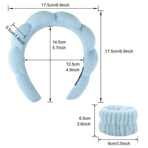 product_image_name-Generic-طوق رأس وأساور غسل من الألياف الدقيقة، ربطات شعر، شريط ساونا منتفخ، شريط ساونا فقاعي لغسل الوجه، المكياج، الاستحمام، العناية بالبشرة، السبا، الموضة، 3 قطع - أزرق-4